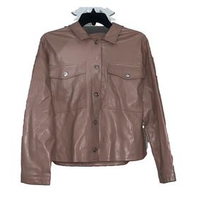 Tahari Women's faux leather light pink button down Jacket